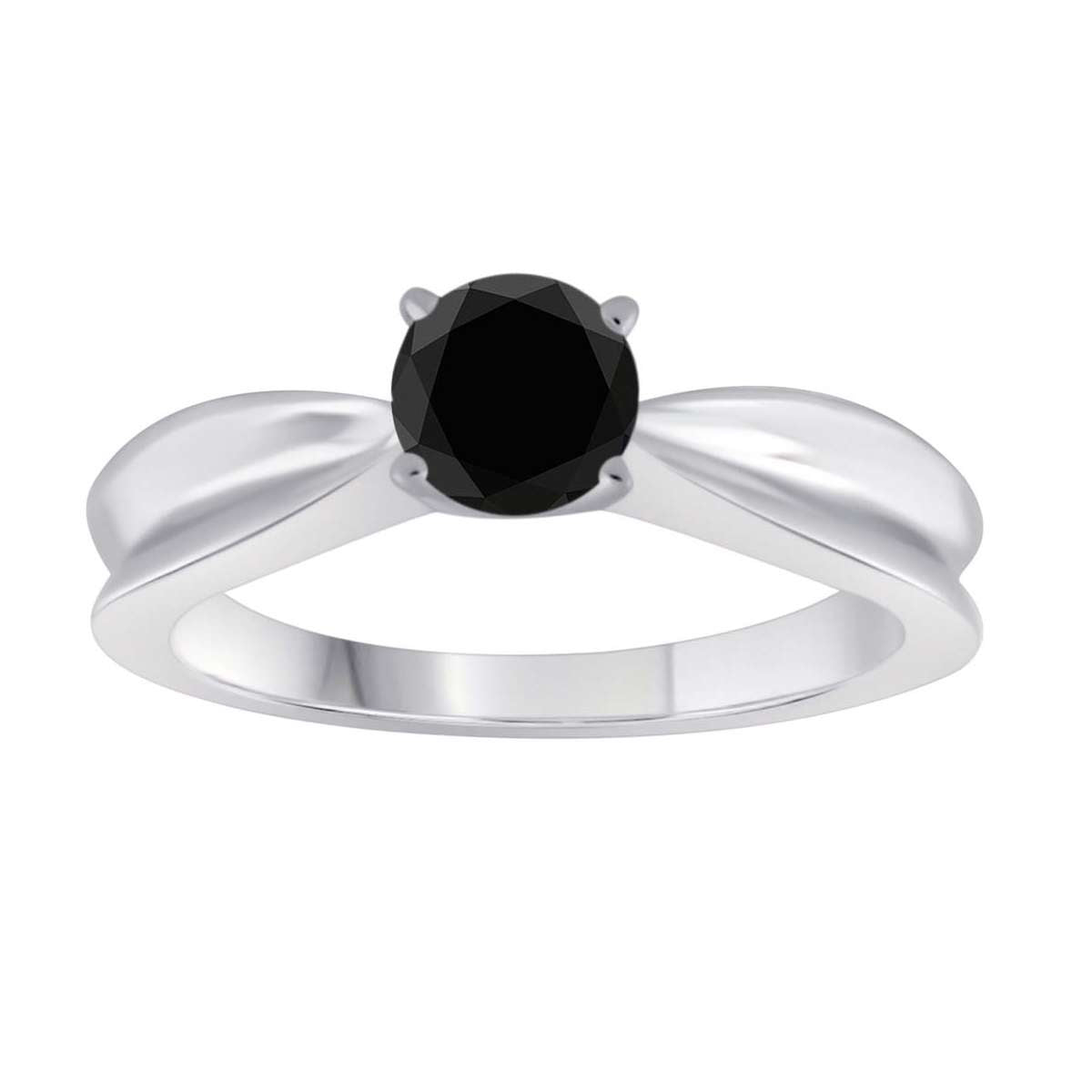 Mauli Jewels 0.50 Carat Black Diamond Solitaire Engagement Ring in 10K White, Rose, or Yellow Gold Mauli Jewels