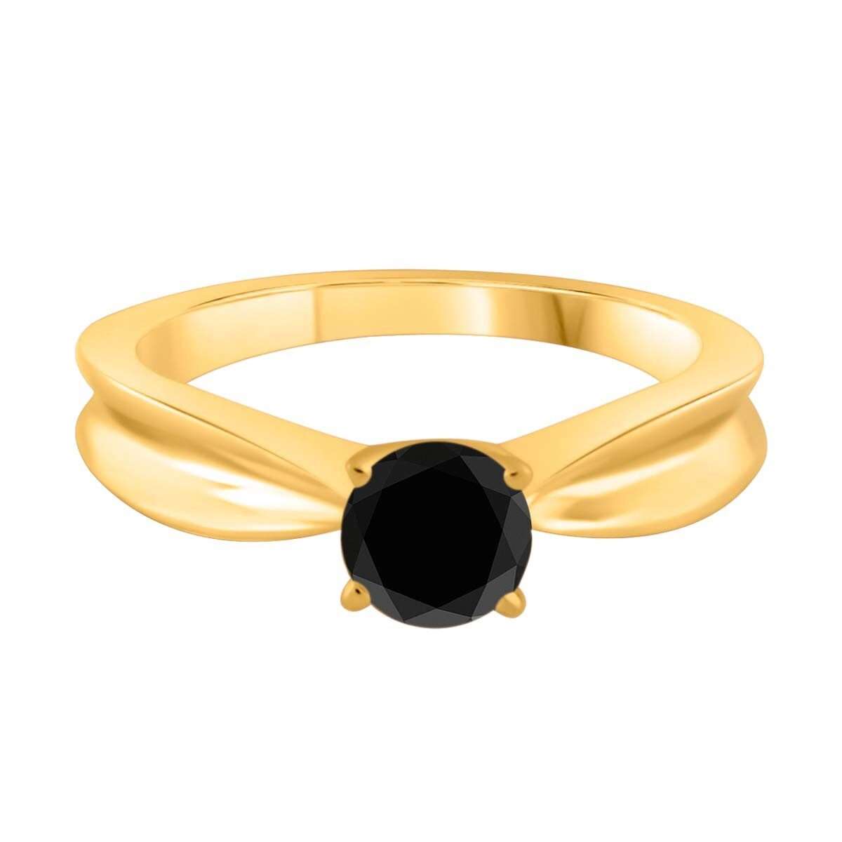 Mauli Jewels 0.50 Carat Black Diamond Solitaire Engagement Ring in 10K White, Rose, or Yellow Gold Mauli Jewels