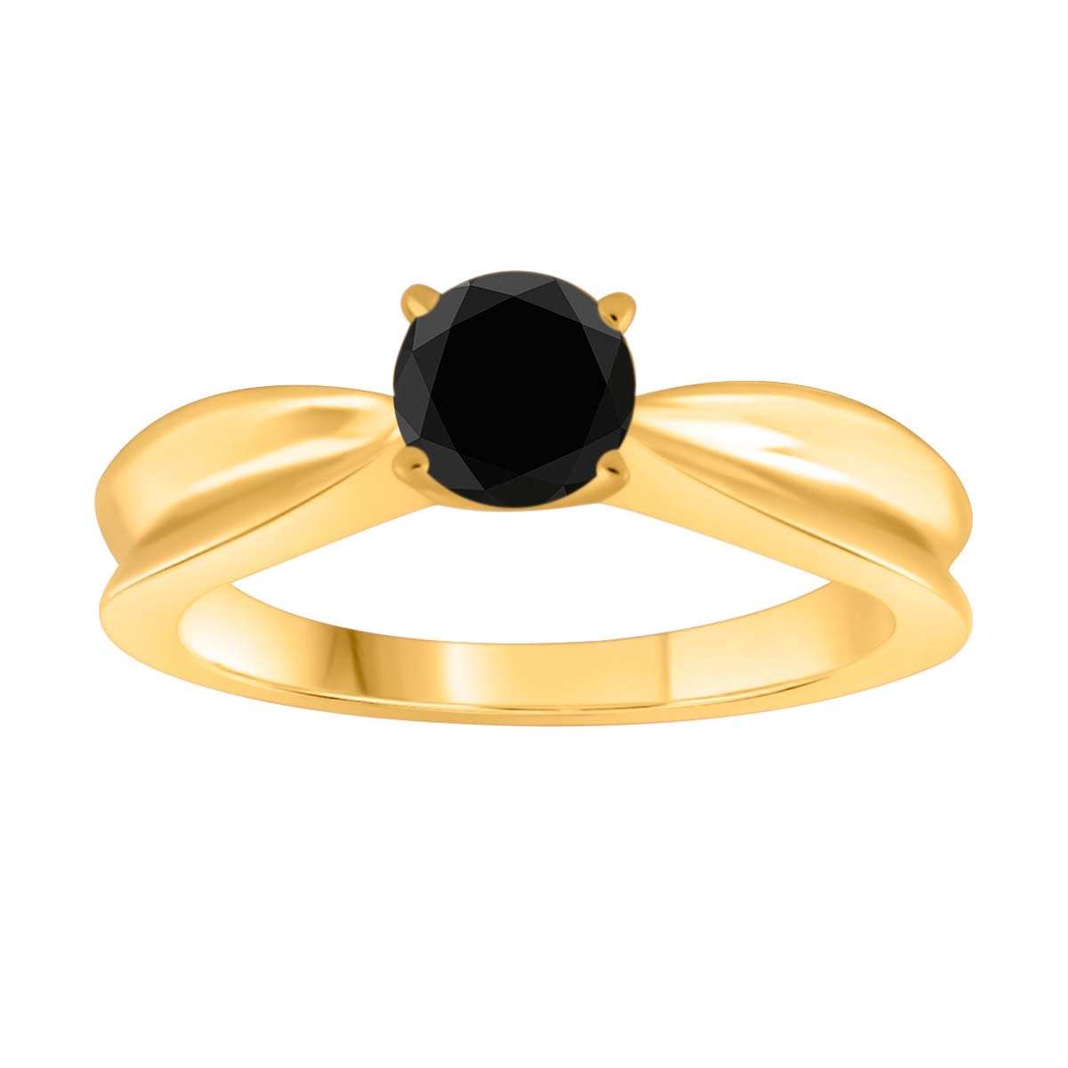 Mauli Jewels 0.50 Carat Black Diamond Solitaire Engagement Ring in 10K White, Rose, or Yellow Gold Mauli Jewels