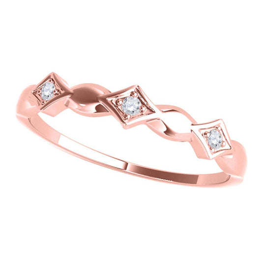 MauliJewels 0.03 Carat Diamond Three Stone Lightweight Engagement Wedding Band For Women In10K Yellow White Rose Gold Mauli Jewels