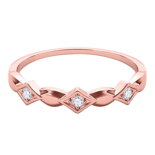 MauliJewels  0.03 Carat Diamond Three Stone Lightweight Engagement Wedding Band For Women In10K Yellow White Rose Gold Mauli Jewels