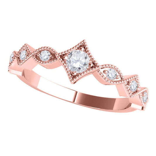 Mauli Jewels 0.25 Carat Diamond Milgrained Hand-Finished Wedding Band prong 10K Solid Yellow White Rose Gold Mauli Jewels