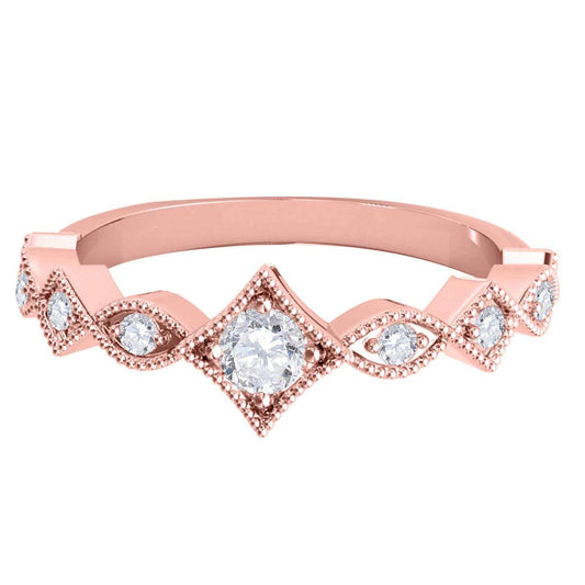 Mauli Jewels 0.25 Carat Diamond Milgrained Hand-Finished Wedding Band prong 10K Solid Yellow White Rose Gold Mauli Jewels