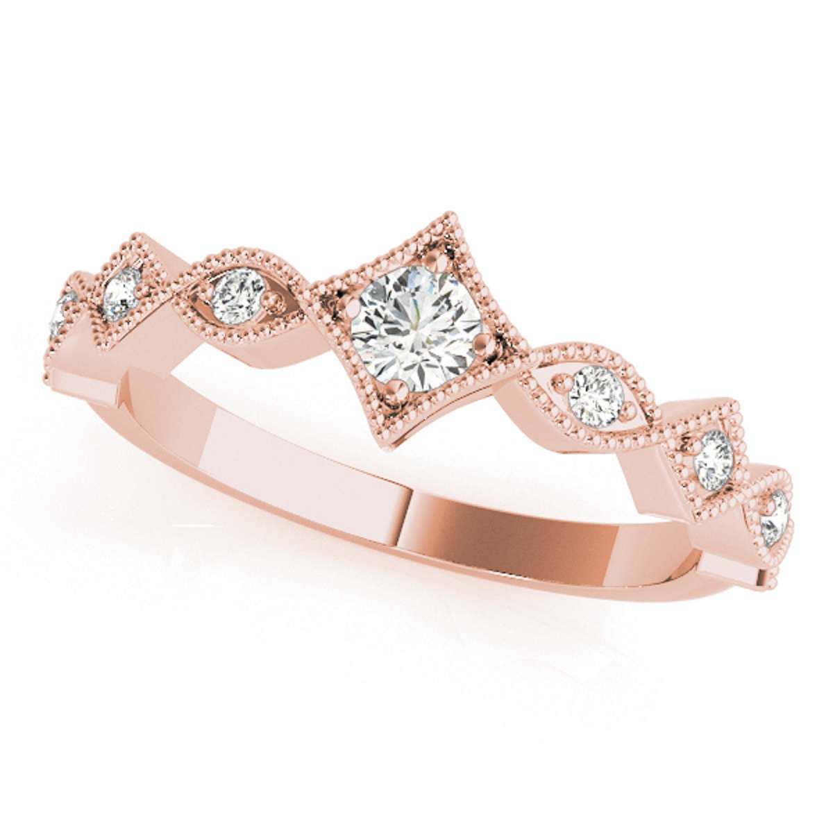 Mauli Jewels 0.25 Carat Diamond Milgrained Hand-Finished Wedding Band prong 10K Solid Yellow White Rose Gold Mauli Jewels