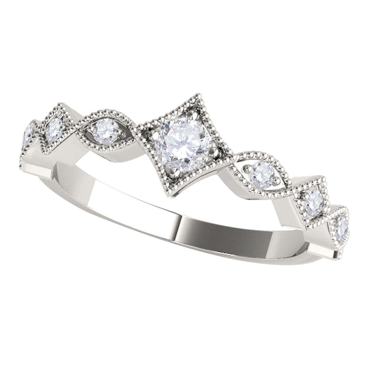 Mauli Jewels 0.25 Carat Diamond Milgrained Hand-Finished Wedding Band prong 10K Solid Yellow White Rose Gold Mauli Jewels