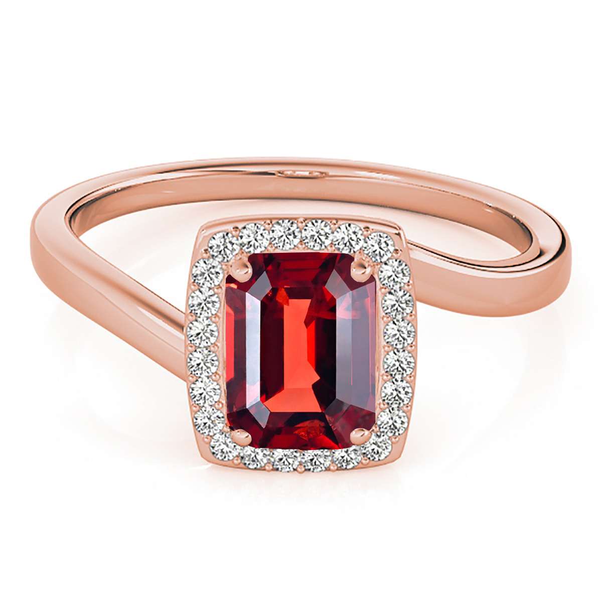 MauliJewels Rings for Women 1.10 Carat Emerald Shape Garnet And Diamond Ring prong 10K Solid Yellow Gold Mauli Jewels