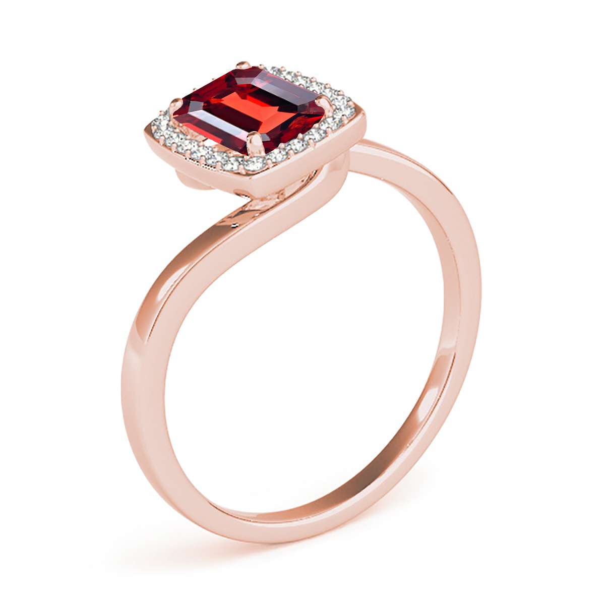 MauliJewels Rings for Women 1.10 Carat Emerald Shape Garnet And Diamond Ring prong 10K Solid Yellow Gold Mauli Jewels