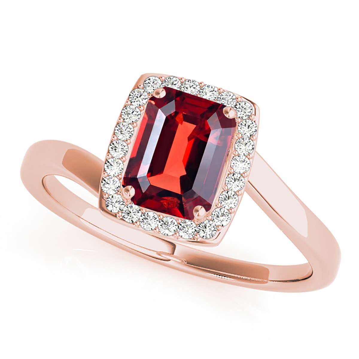 MauliJewels Rings for Women 1.10 Carat Emerald Shape Garnet And Diamond Ring prong 10K Solid Yellow Gold Mauli Jewels