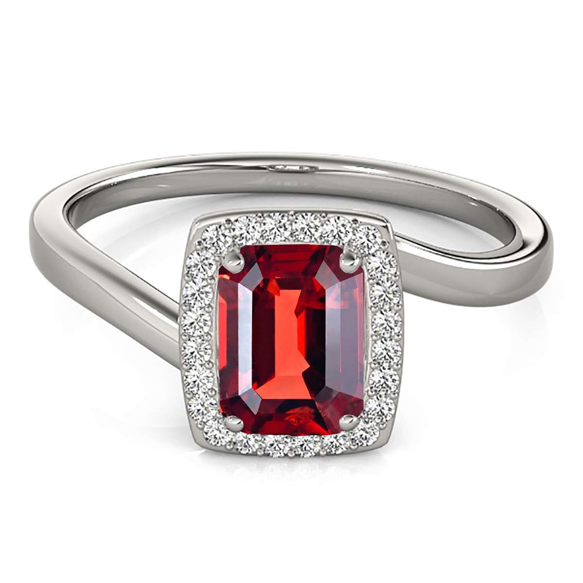 MauliJewels Rings for Women 1.10 Carat Emerald Shape Garnet And Diamond Ring prong 10K Solid Yellow Gold Mauli Jewels