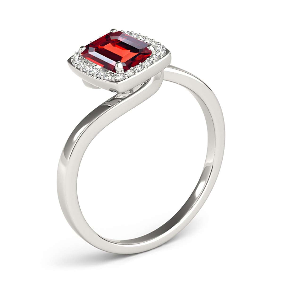 MauliJewels Rings for Women 1.10 Carat Emerald Shape Garnet And Diamond Ring prong 10K Solid Yellow Gold Mauli Jewels