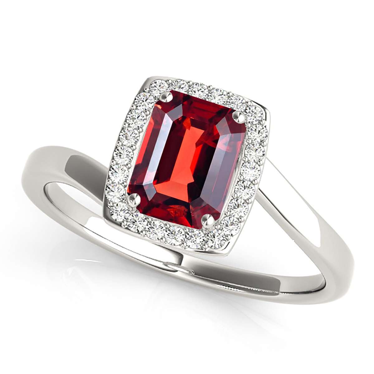 MauliJewels Rings for Women 1.10 Carat Emerald Shape Garnet And Diamond Ring prong 10K Solid Yellow Gold Mauli Jewels