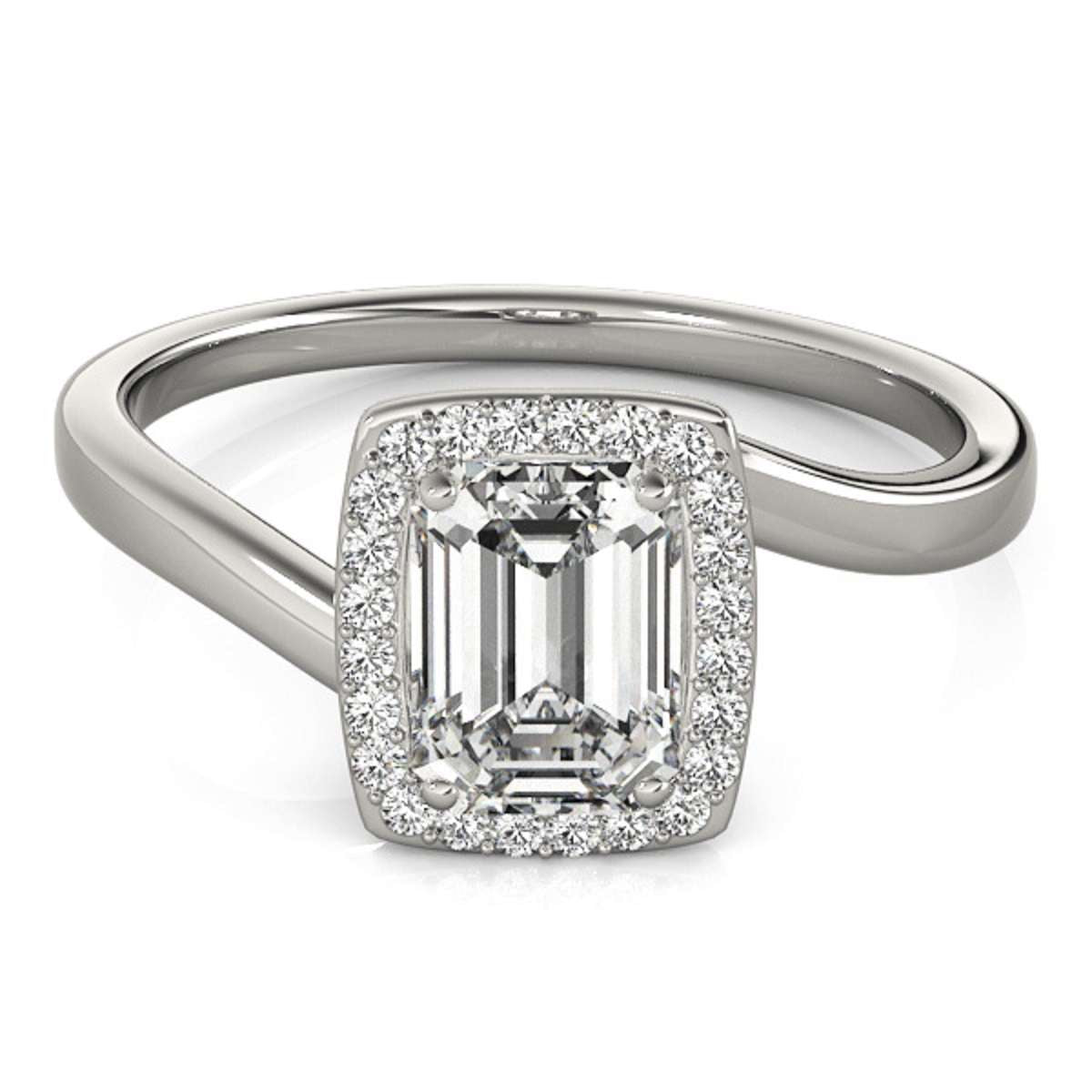 Mauli Jewels 1.15 Carat Emerald Shape Cubic Zirconia And Diamond Ring prong 10K Solid White Gold Mauli Jewels