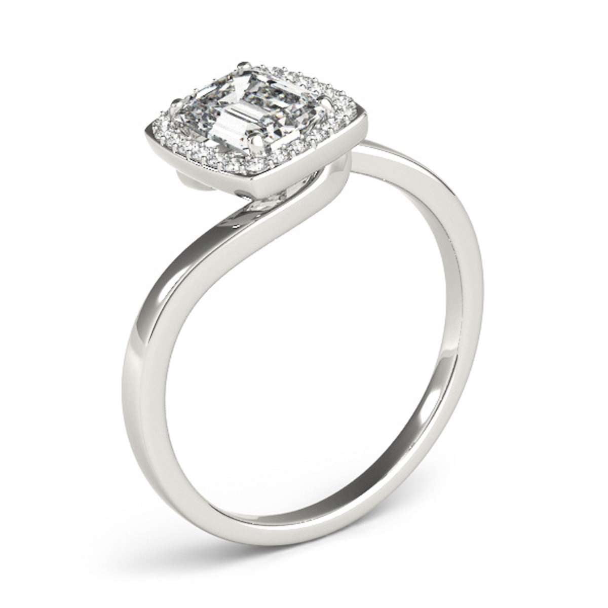 Mauli Jewels 1.15 Carat Emerald Shape Cubic Zirconia And Diamond Ring prong 10K Solid White Gold Mauli Jewels