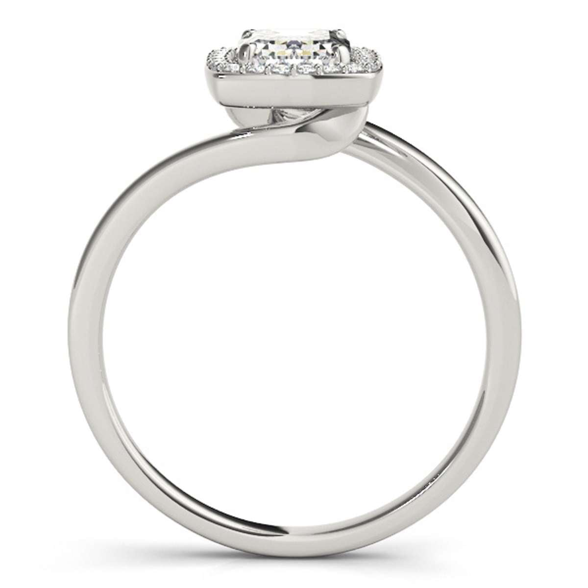 Mauli Jewels 1.15 Carat Emerald Shape Cubic Zirconia And Diamond Ring prong 10K Solid White Gold Mauli Jewels