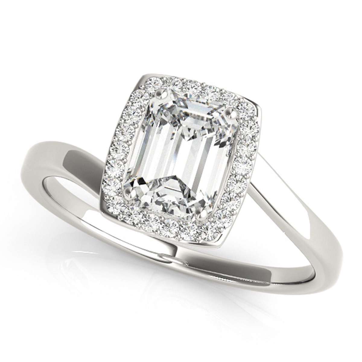 Mauli Jewels 1.15 Carat Emerald Shape Cubic Zirconia And Diamond Ring prong 10K Solid White Gold Mauli Jewels