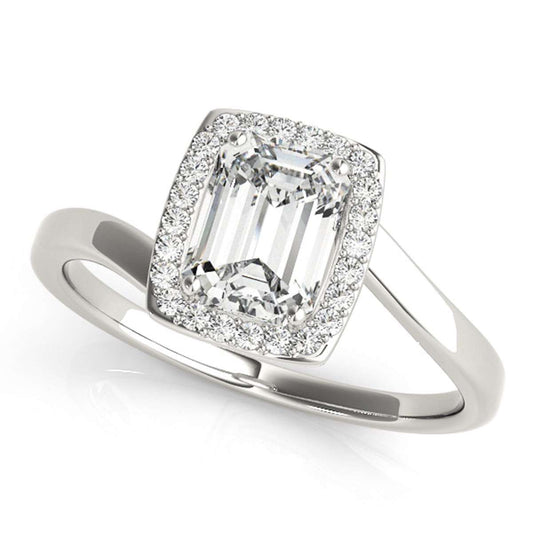 Mauli Jewels 1.15 Carat Emerald Shape Cubic Zirconia And Diamond Ring prong 10K Solid White Gold Mauli Jewels