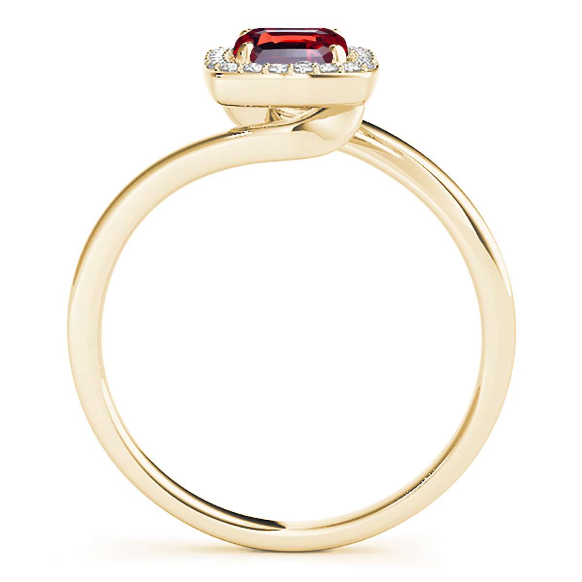 MauliJewels Rings for Women 1.10 Carat Emerald Shape Garnet And Diamond Ring prong 10K Solid Yellow Gold Mauli Jewels