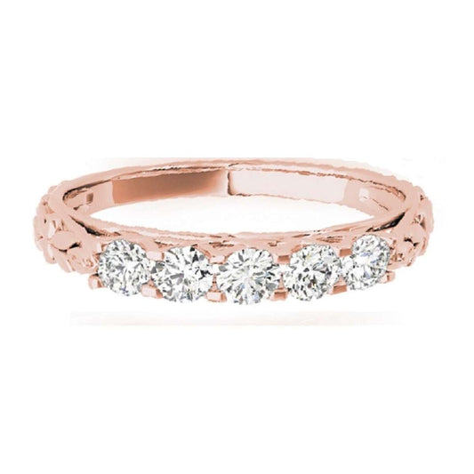 Mauli Jewels Antique1/2 Carat Brilliant Cut Diamond Five Stone Wedding Band For Women 10K Solid Rose White Yellow Gold Mauli Jewels