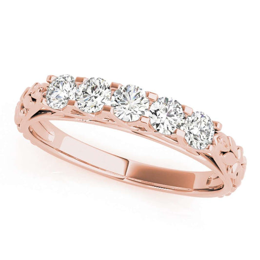 Mauli Jewels Antique1/2 Carat Brilliant Cut Diamond Five Stone Wedding Band For Women 10K Solid Rose White Yellow Gold Mauli Jewels