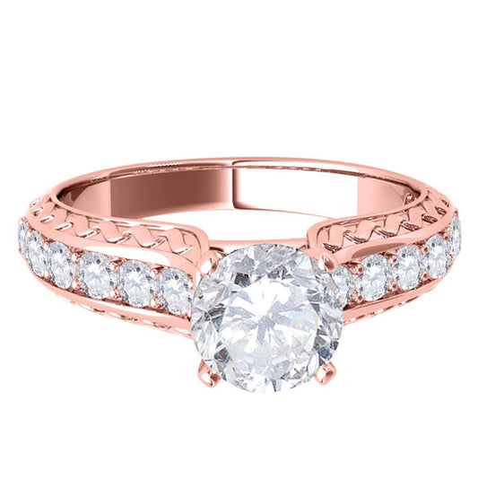 Mauli Jewels 1.00 Carat Diamond Hand-Crafted Vintage Art Deco Engagement Wedding Ring 10K White Rose Yellow Gold Mauli Jewels