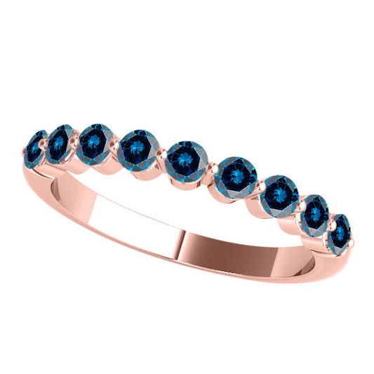 MauliJewels  0.50 Carat Blue Diamond Wedding Band for Women crafted In10K Rose, White Yellow Solid Gold Mauli Jewels