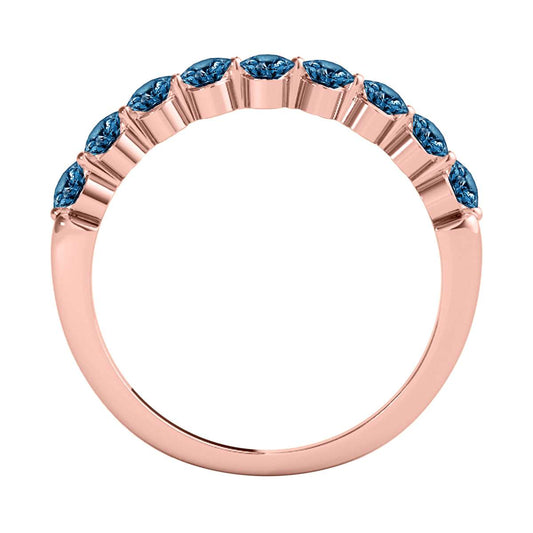 MauliJewels  0.50 Carat Blue Diamond Wedding Band for Women crafted In10K Rose, White Yellow Solid Gold Mauli Jewels