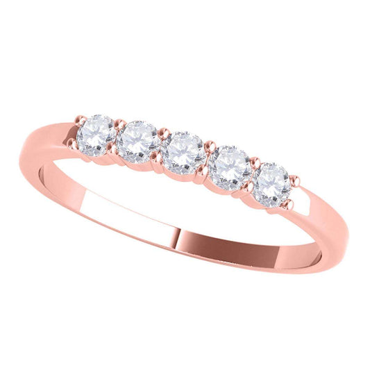 Mauli Jewels 1.00 Carat Five Stone brilliant Cut Diamond Wedding Band Prong-Setting 14K Rose, White Yellow Gold Mauli Jewels