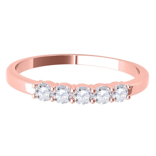 Mauli Jewels 1.00 Carat Five Stone brilliant Cut Diamond Wedding Band Prong-Setting 14K Rose, White Yellow Gold Mauli Jewels