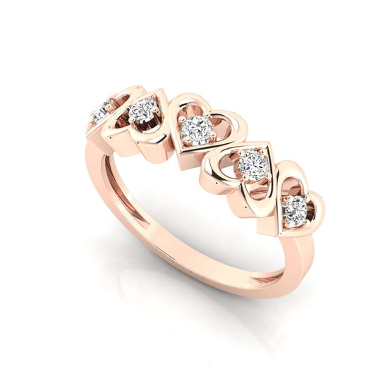 MauliJewels 1/4 Carat Heart Shape Diamond Wedding Band for Women Prong-Setting 10K Solid Rose, White & Yellow Gold Mauli Jewels