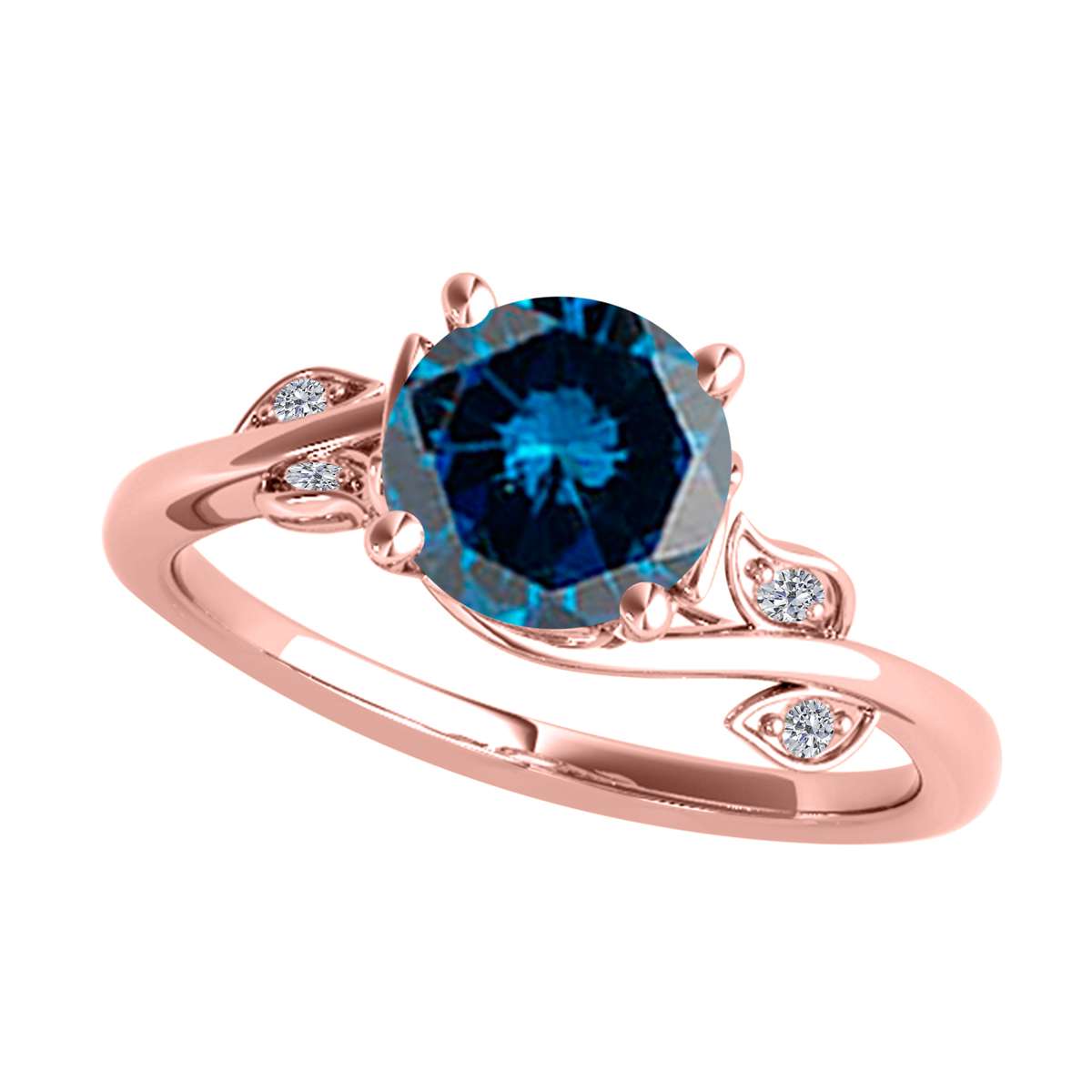 MauliJewels 1.15 Carat White And Blue Diamond Bridal Set Engagement Wedding Ring for Women Prong-Setting 14K Solid Rose, White Yellow Gold Mauli Jewels
