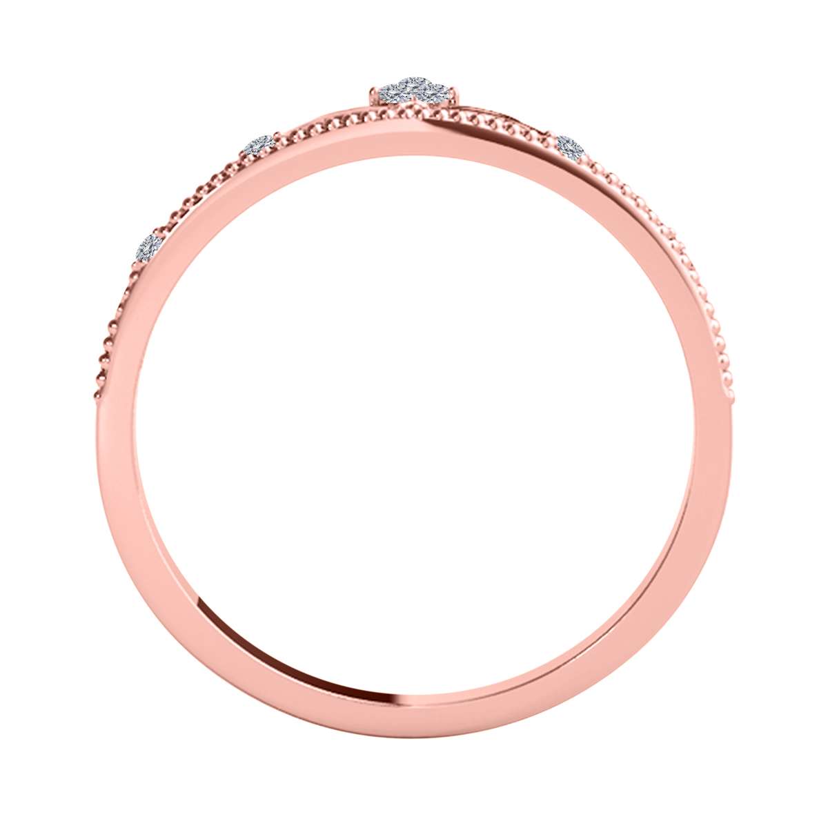 Mauli Jewels 0.07 Carat Crown Diamond Milgrained Wedding Band Prong-Setting 10K Solid Rose, White Yellow Gold Mauli Jewels
