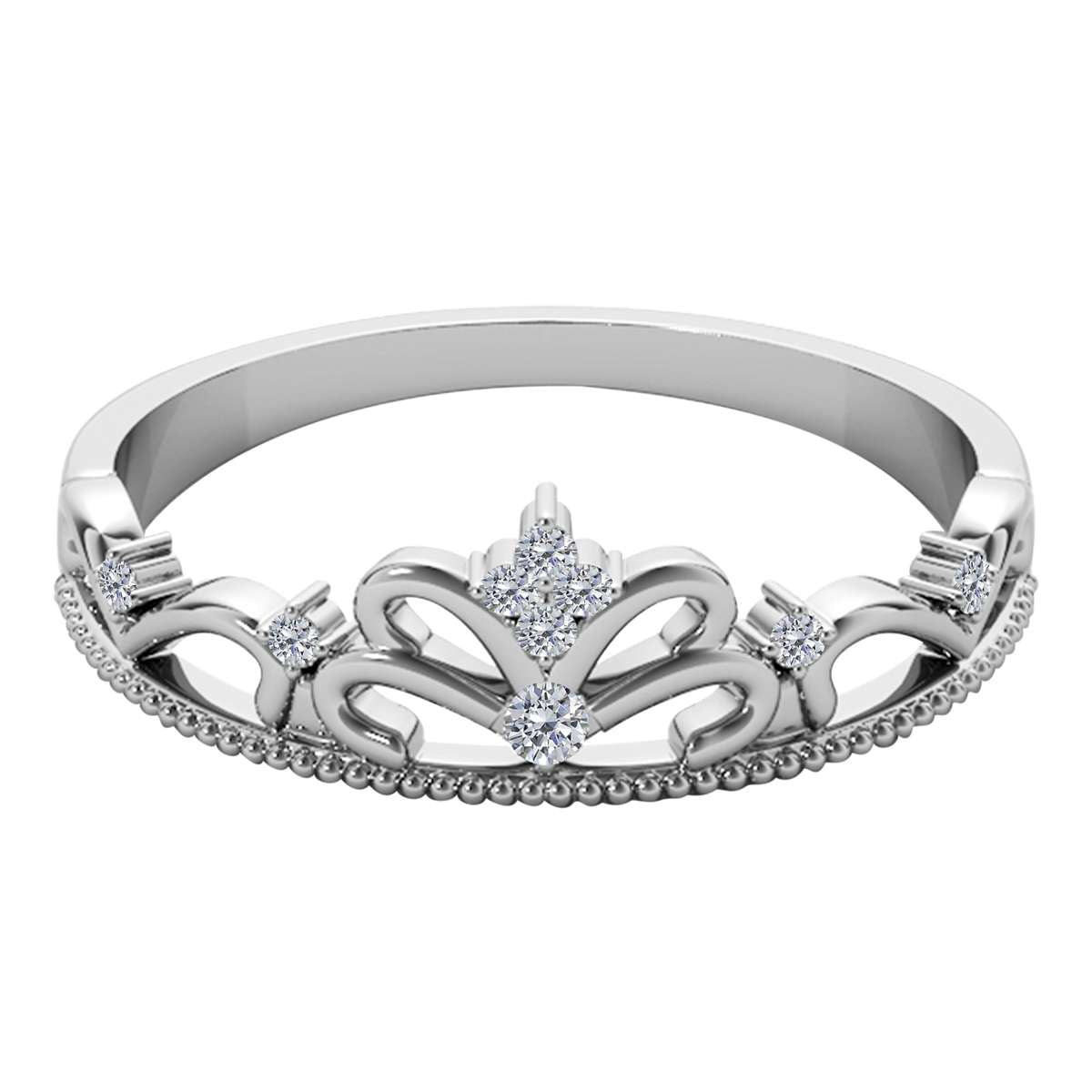 Mauli Jewels 0.07 Carat Crown Diamond Milgrained Wedding Band Prong-Setting 10K Solid Rose, White Yellow Gold Mauli Jewels
