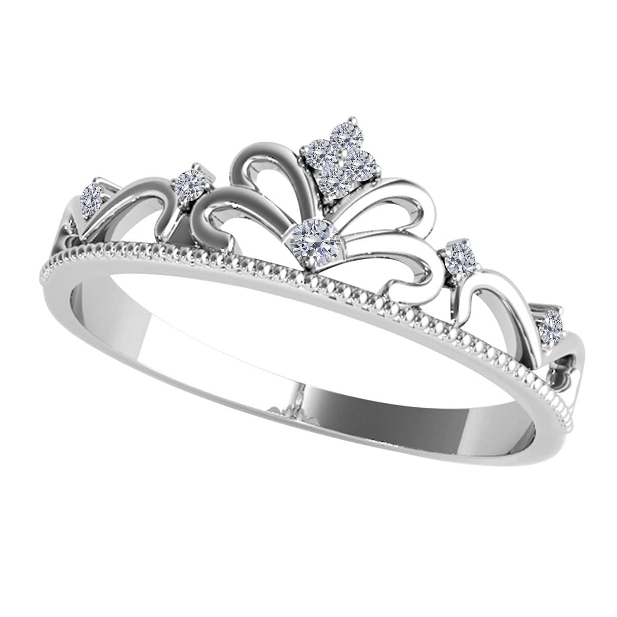 Mauli Jewels 0.07 Carat Crown Diamond Milgrained Wedding Band Prong-Setting 10K Solid Rose, White Yellow Gold Mauli Jewels