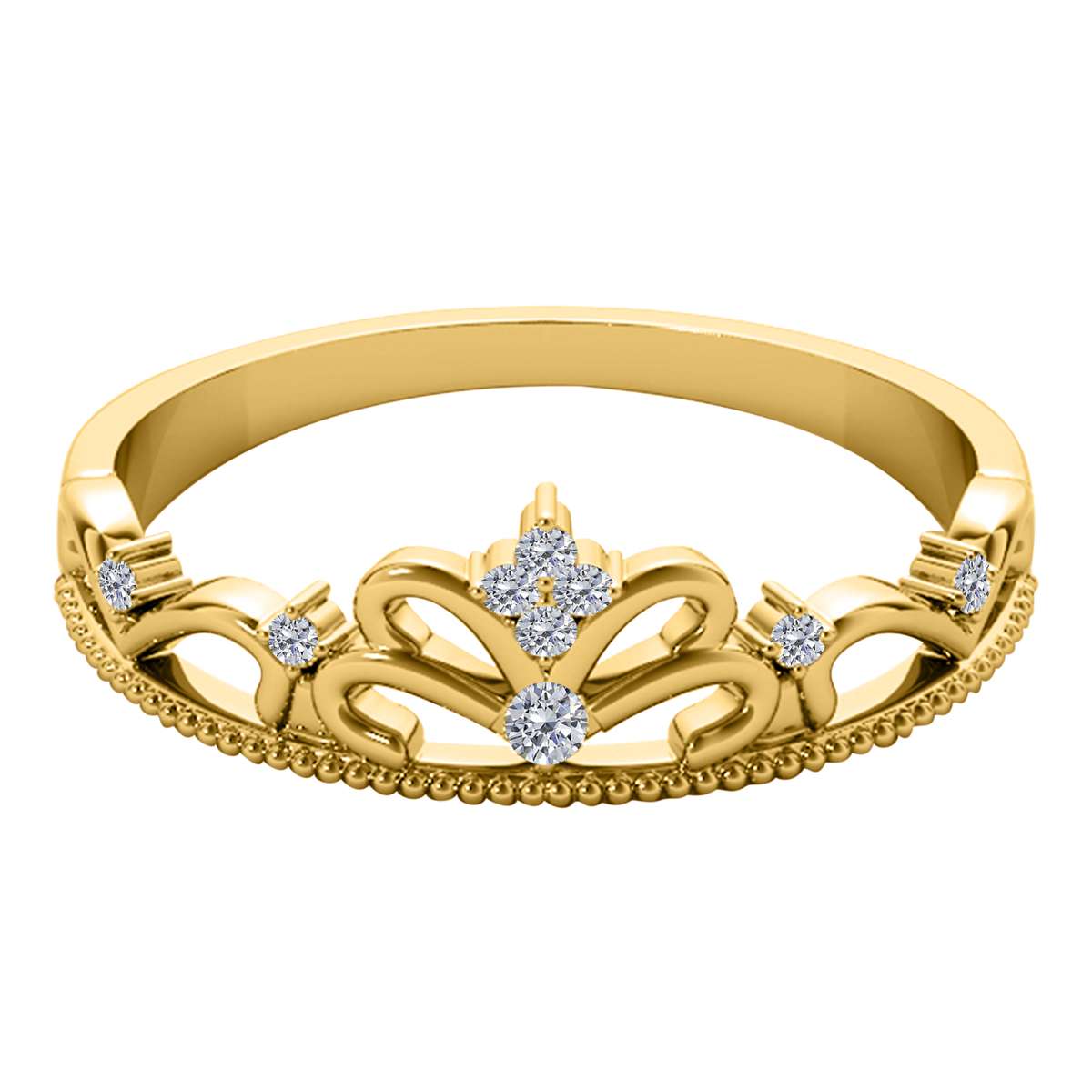 Mauli Jewels 0.07 Carat Crown Diamond Milgrained Wedding Band Prong-Setting 10K Solid Rose, White Yellow Gold Mauli Jewels