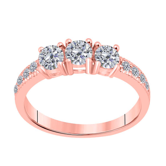 1.00 Carat Brilliant Cut White Diamond Engagement Wedding Ring For Women In 10K Solid Rose White Yellow Gold Mauli Jewels