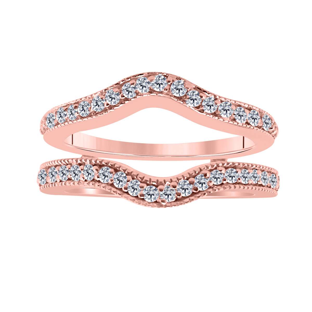 Maulijewels 0.30 Carat Milgrain Diamond Enhancer Wedding Band Prong-Setting 10K Solid White Gold Mauli Jewels