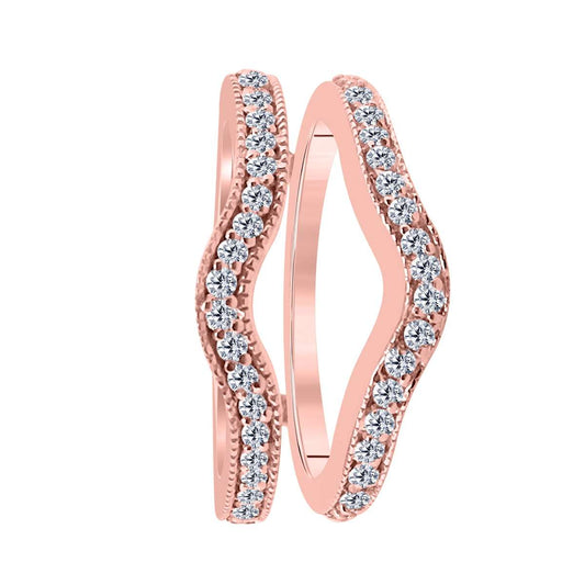 Maulijewels 0.30 Carat Milgrain Diamond Enhancer Wedding Band Prong-Setting 10K Solid White Gold Mauli Jewels