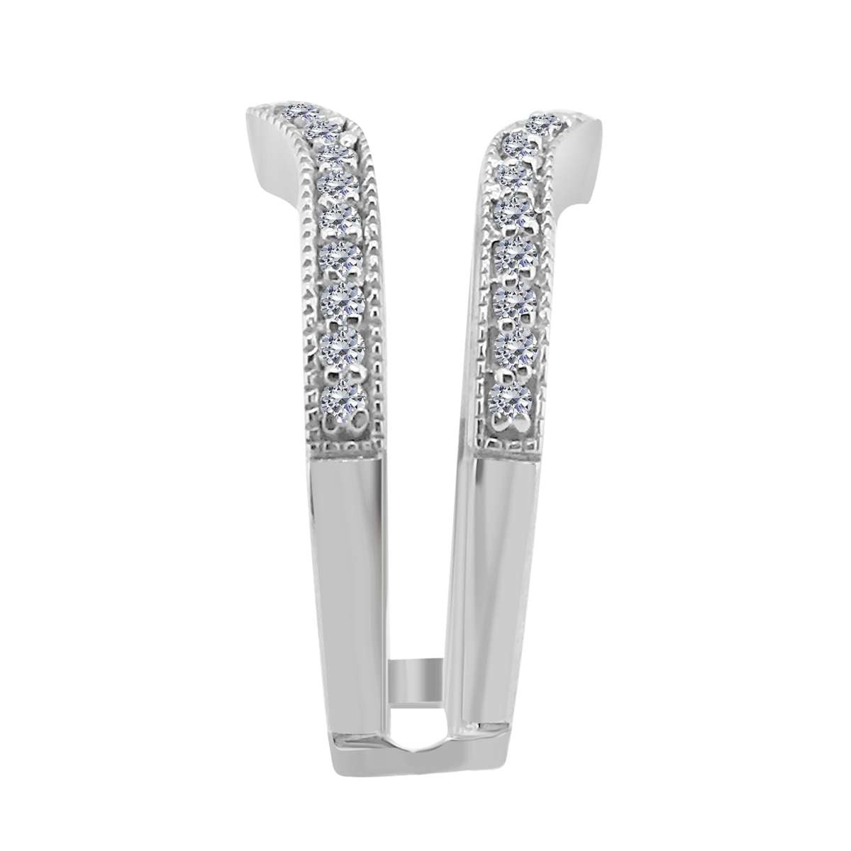 Maulijewels 0.30 Carat Milgrain Diamond Enhancer Wedding Band Prong-Setting 10K Solid White Gold Mauli Jewels