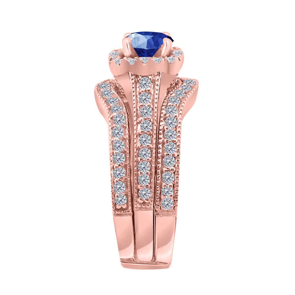Mauli Jewels 1.55 Carat Prong Setting Natural Diamond & Sapphire Gemstone Trio Ring in 10K White, Yellow, and Rose Gold Mauli Jewels