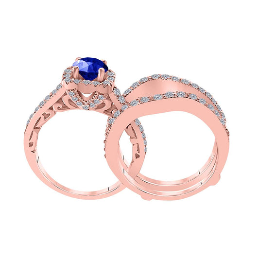 Mauli Jewels 1.55 Carat Prong Setting Natural Diamond & Tanzanite Gemstone Trio Ring in 10K White, Yellow, and Rose Gold Mauli Jewels