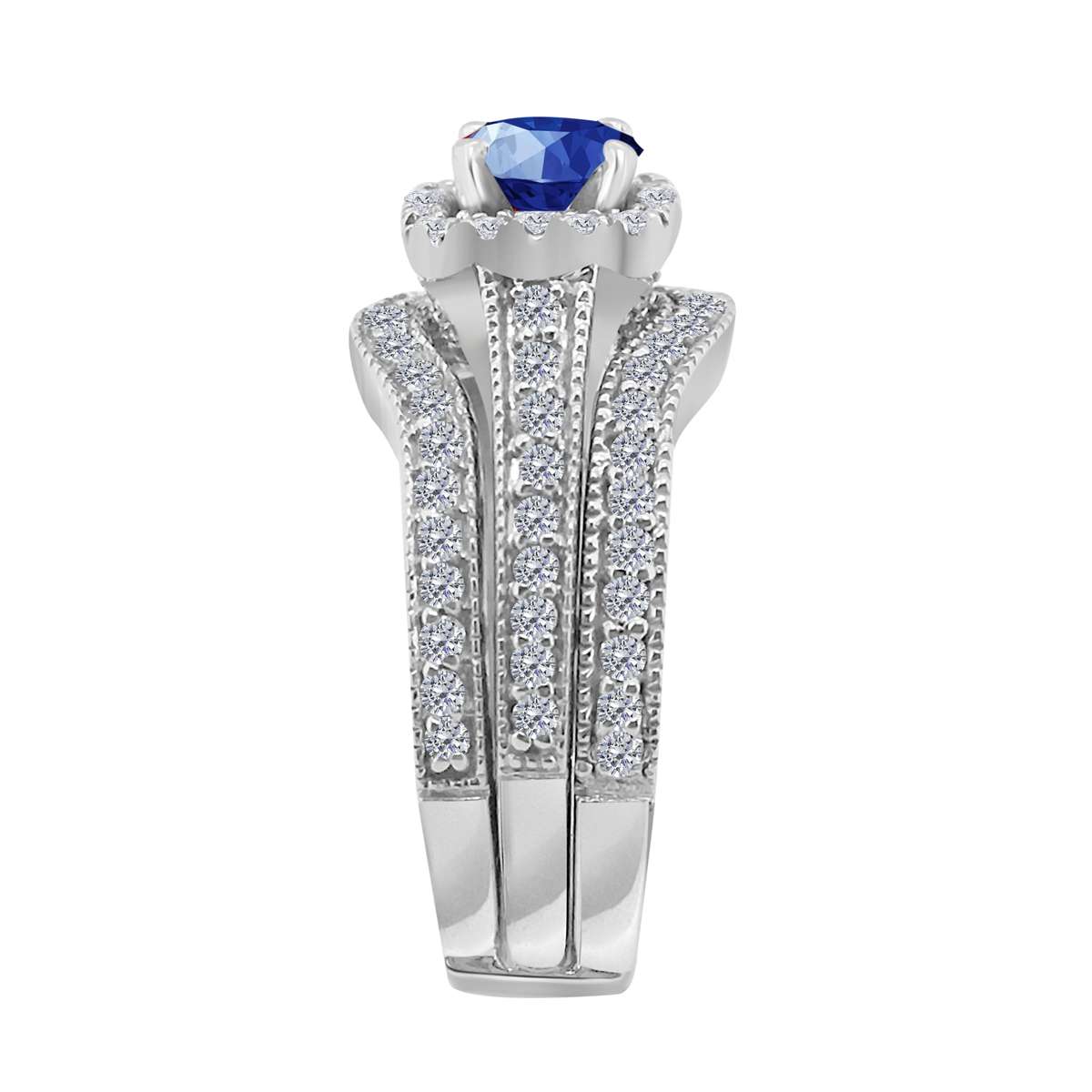Mauli Jewels 1.55 Carat Prong Setting Natural Diamond & Sapphire Gemstone Trio Ring in 10K White, Yellow, and Rose Gold Mauli Jewels