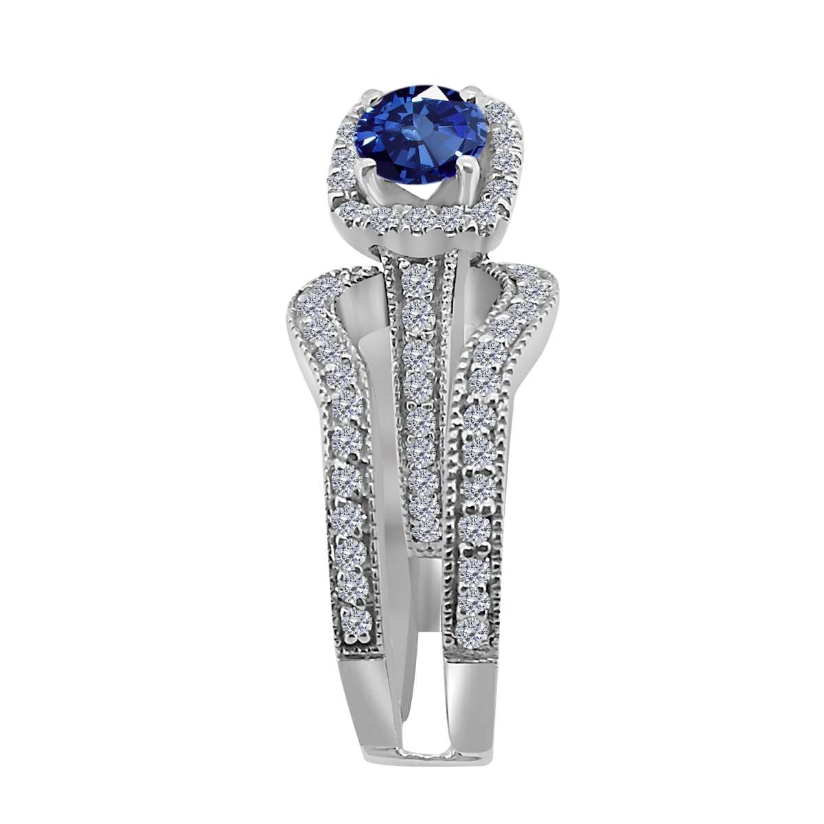 Mauli Jewels 1.55 Carat Prong Setting Natural Diamond & Sapphire Gemstone Trio Ring in 10K White, Yellow, and Rose Gold Mauli Jewels