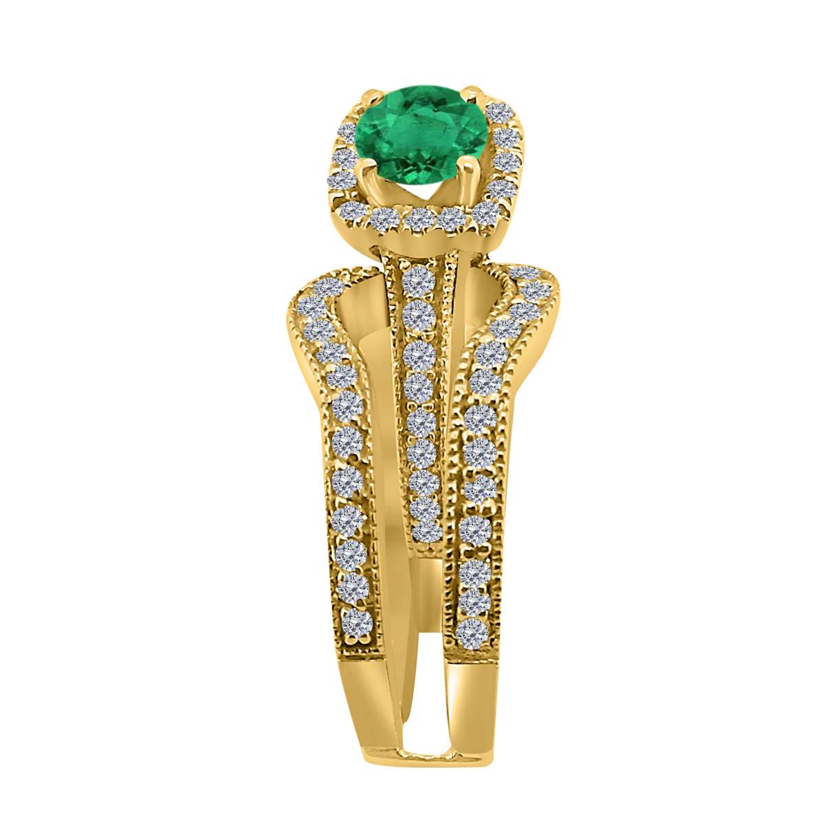 Mauli Jewels 1.55 Carat Prong Setting Natural Diamond & Emerald Gemstone Trio Ring in 10K White, Yellow, and Rose Gold Mauli Jewels