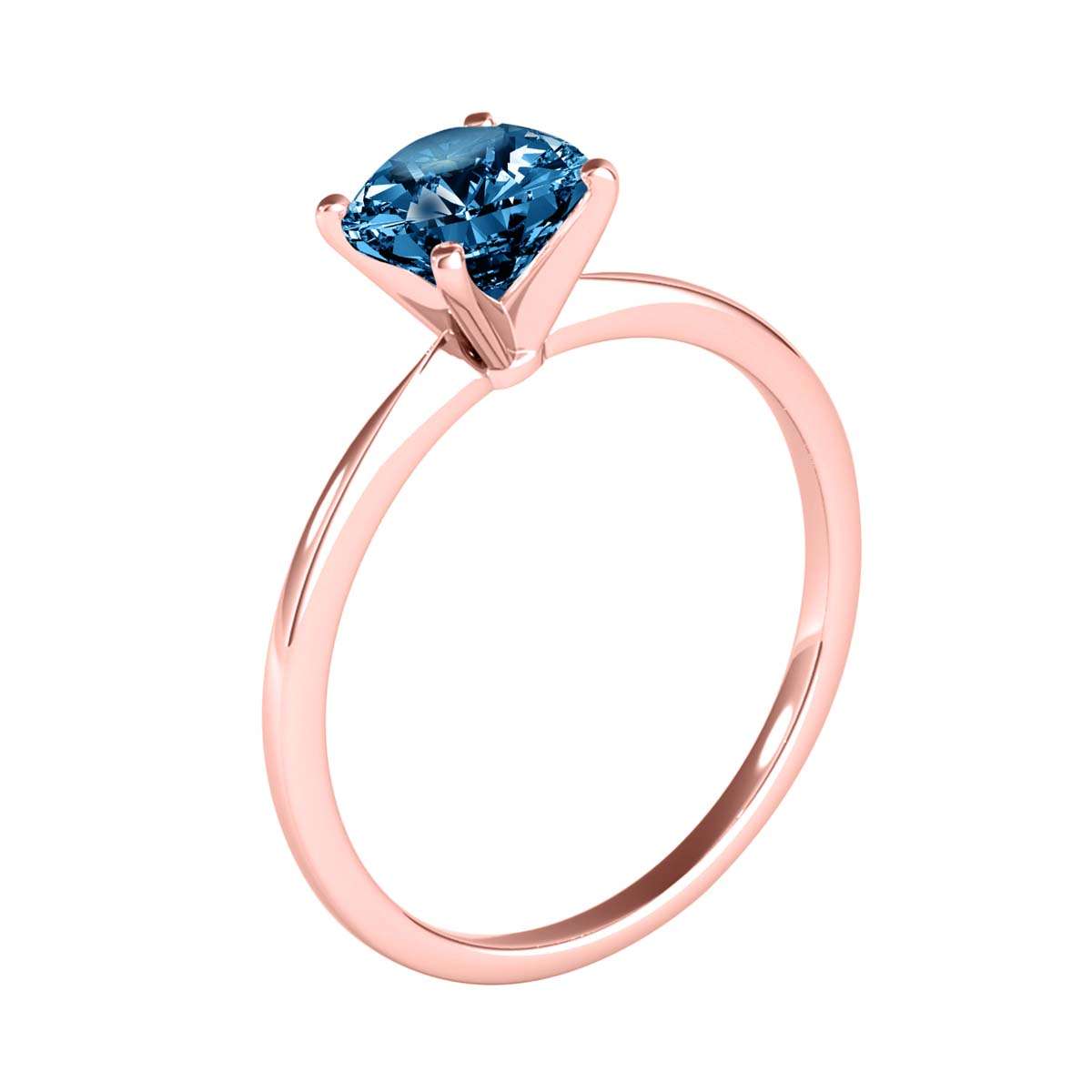 MAULI JEWELS 1.00 Carat Round Blue Diamond Prong Set Classic Solitaire Ring In 14K Solid Rose White Yellow Gold, Mauli Jewels