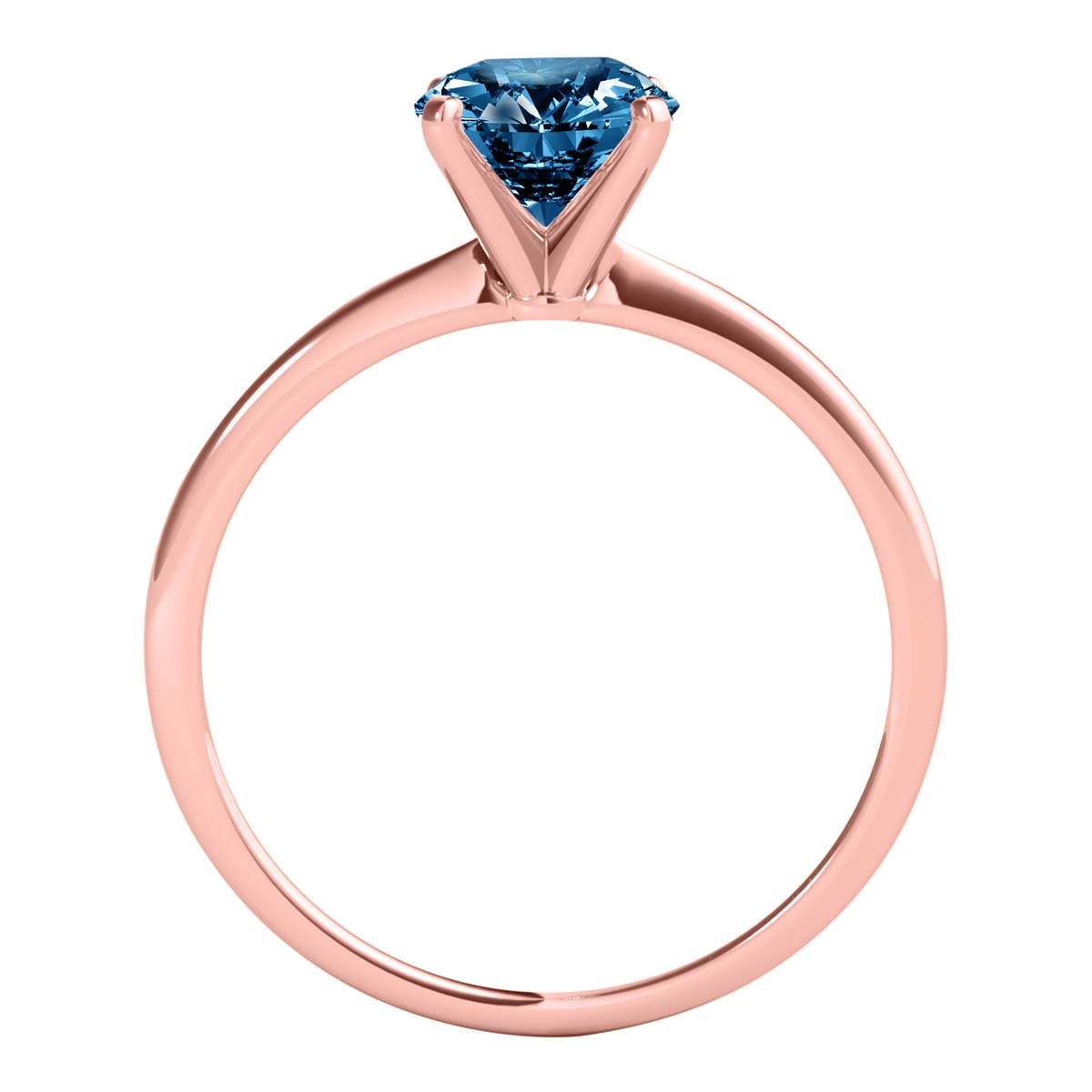MAULI JEWELS 1.00 Carat Round Blue Diamond Prong Set Classic Solitaire Ring In 14K Solid Rose White Yellow Gold, Mauli Jewels