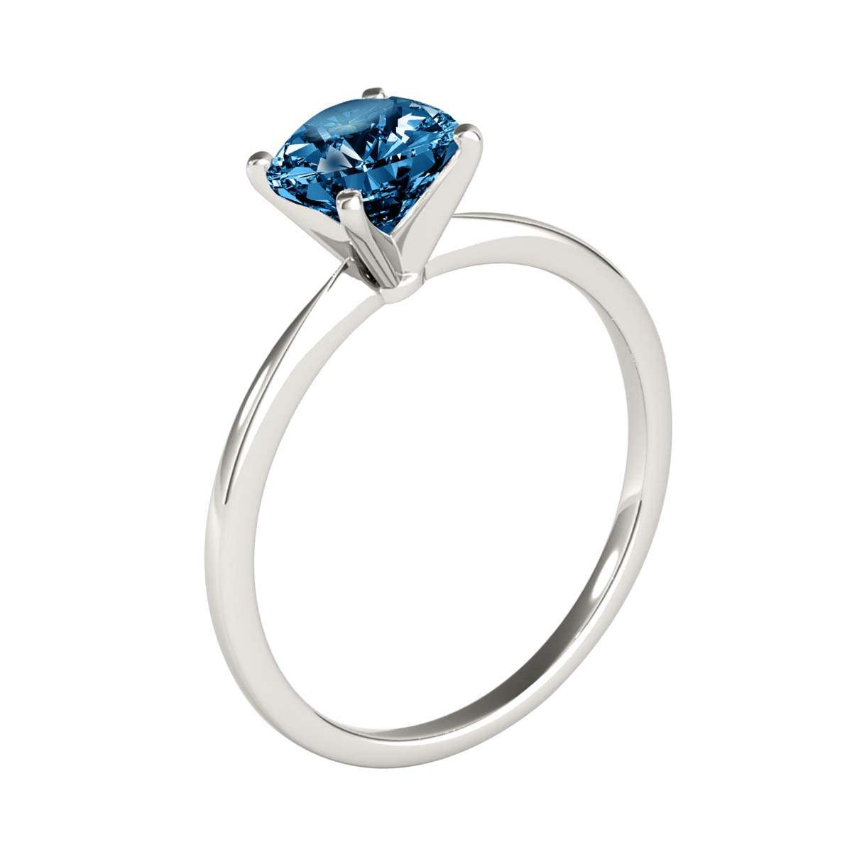 MAULI JEWELS 1.00 Carat Round Blue Diamond Prong Set Classic Solitaire Ring In 14K Solid Rose White Yellow Gold, Mauli Jewels