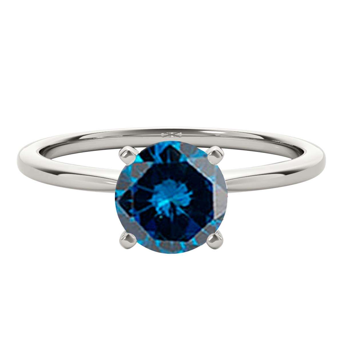 MAULI JEWELS 1.00 Carat Round Blue Diamond Prong Set Classic Solitaire Ring In 14K Solid Rose White Yellow Gold, Mauli Jewels