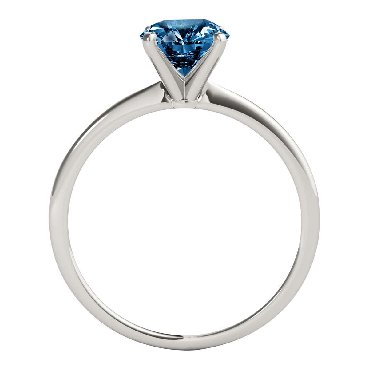 MAULI JEWELS 1.00 Carat Round Blue Diamond Prong Set Classic Solitaire Ring In 14K Solid Rose White Yellow Gold, Mauli Jewels