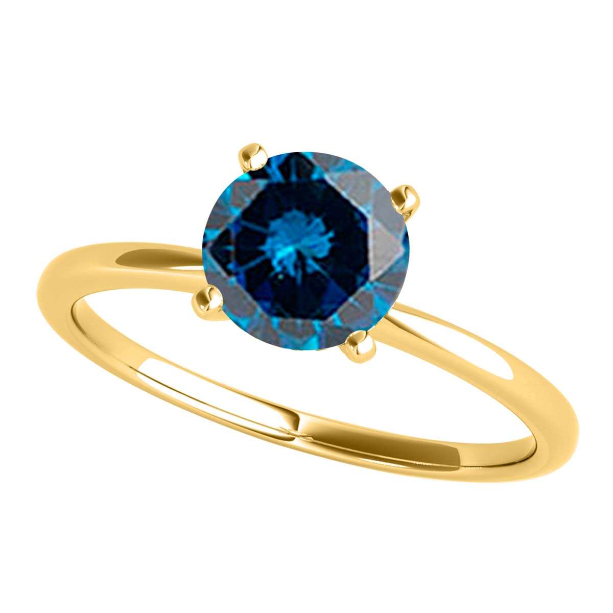MAULI JEWELS 1.00 Carat Round Blue Diamond Prong Set Classic Solitaire Ring In 14K Solid Rose White Yellow Gold, Mauli Jewels