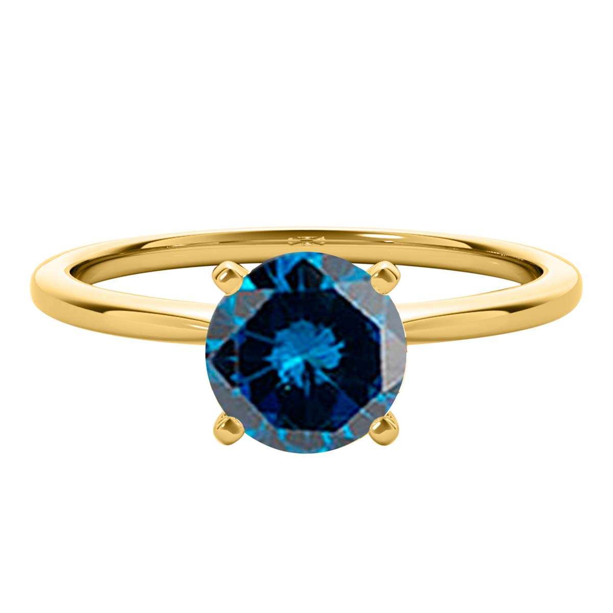 MAULI JEWELS 1.00 Carat Round Blue Diamond Prong Set Classic Solitaire Ring In 14K Solid Rose White Yellow Gold, Mauli Jewels